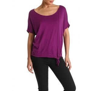 Peck And Peck Shirt Sparkling Grape‎ Purple Top Tie Knot Hem Casual Boho NEW M